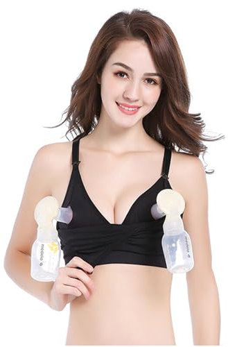 Baycat 2 Pack Hands-Free Nursing & Pumping Bra - Adjustable Maternity Bra for Breastfeeding - Comfortable Wireless Support for Pregnancy & Postpartum (M,Black)