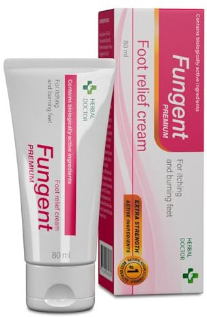 Fungent Premium 80 ml Crema Antimicotica - Combatte Efficacemente i Funghi, Elimina Prurito e Desquamazione, Azione Antisettica, Effetto Riparatore Sulla Pelle