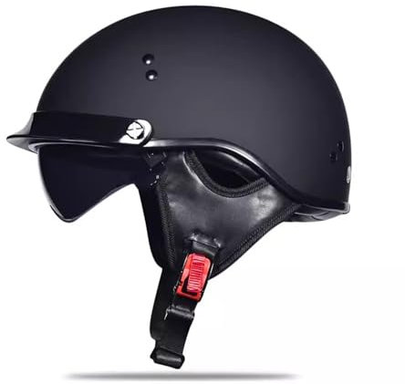 OZXDKJ retrò Moto Aperto Faccia Casco ECE DOT Omologato, Casco Mezzo, Casco Scodella per Adulti, Nero Moto Caschi Jet Uomo Donna, Motociclo Caschi per Scooter Chopper,M=(57-58cm),BB