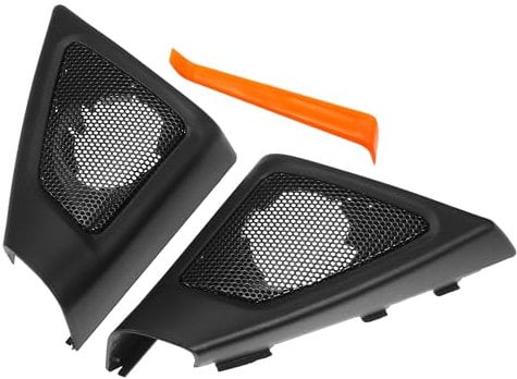 X AUTOHAUX Interior Front Car Door Speaker Window a Pillar Cover Trim Tweeter Speaker Panel Fit for BMW 5 Series 2009-2016 with Screwdriver ABS Black - Pack of 2