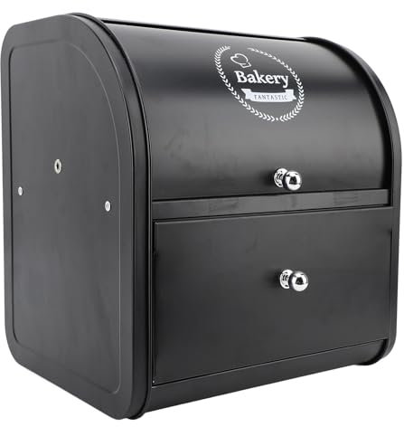 Double Layer Large Bread Box, 2 Layer Roll Top Bread Boxes, Double Compartment Roll Top Countertop Bread Storage, Large Bread Storage Container for Homemade Bread (Drawer Double