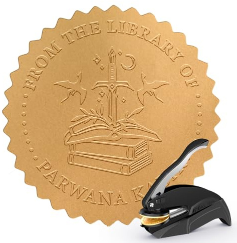 Buchpräger Persönlicher - Prägestempel Personalisiert, Book Embosser Personalisiert, from the Library of stempel, Benutzerdefinierte Stempel mit Namen/Text/Logo (Book-2)