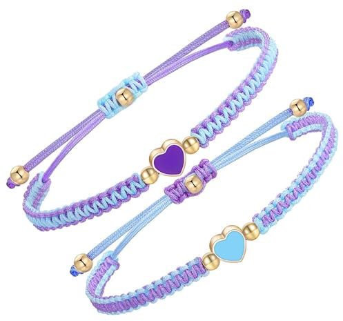 EXGOX Damen Armbänder Silber,2 Matching Freundschaft Bangle Pärchen Handgemachte Strang Freundschaftsarmbänder Mode Damen Armreifen Schmuck