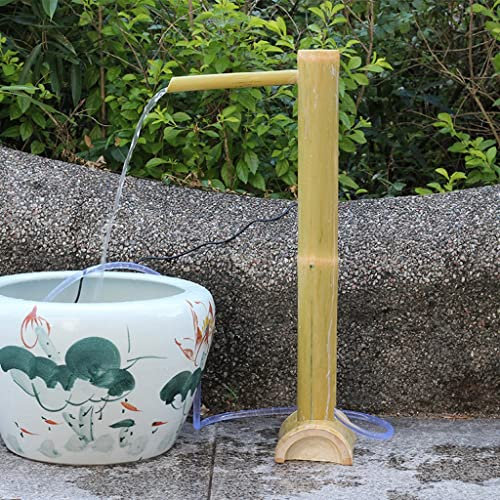 Bamboo Garden Pond Waterfall Fountain, Bamboo Water Fountain with Solar Pump, Bamboo Tube Shaped Indoor Fountain, Japanese Zen Garden Pond Water Feature Decoration,(50cm)