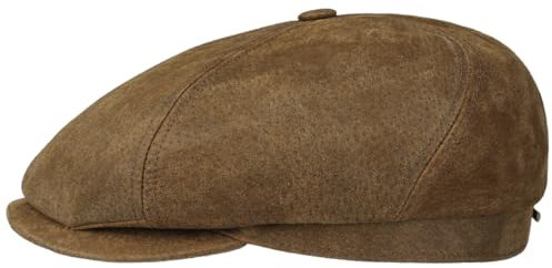Stetson 6 Panel Flatcap Used-Look Leder Schirmmütze braun XL (60-61 cm)