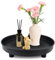 Bandeja decorativa redonda para servir, color negro, 23 cm, bandeja redonda de acero inoxidable, plato decorativo de metal, organizador de maquillaje, bandeja decorativa, bandeja para velas, bandeja