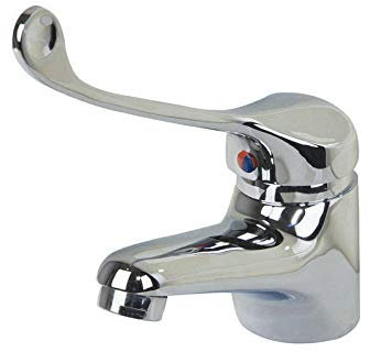 Chrome Bathroom Faucet Mixer Taps for Disabled Persons Single Handle Waterfall Basin Faucet Deck Mounted and Safehappy