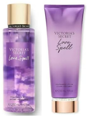 VS Love Spell Damen-Körperspray und Lotion-Set, Duft: Love Potion, Geschenkset mit Parfüm, Bodylotion für Frauen und Mädchen, kostenloser QR-Code für positive Bestätigungen im Lieferumfang enthalten