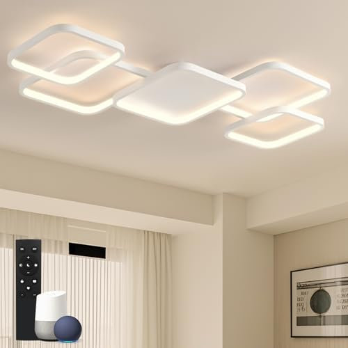 BAYHT LED Deckenlamp Wohnzimmerlampe with Matter, 56W 6720lm, 3000-6500K, Kompatibel Mit HomeKit, Alexa, Google and IFTTT, Dimmbar Deckenleuchte Für Schlafzimmer Wohnzimmer Weiß