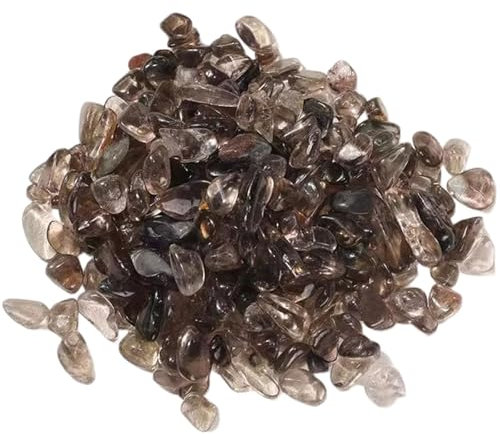 DECORN Natürlicher rauchiger Quarz dekorative Kieselsteine 2,2 lb/1 kg zerkleinerte Kristallsteine Polierte Heilungskristalle Chips Aquarium Kies Sea Glassstein für Fischschildkrötenpanzer,9~12mm