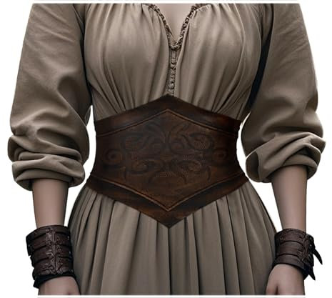 keland Mittelalter Korsett Gürtel Damen Miedergürtel Leder Korsettgürtel Schnürkorsett Wikinger (XX-Large)