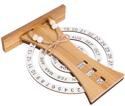 Veemoon Holzkalender Mit Drehbarem Kreisrahmen Ewiger Tischkalender Für Tag Monat Und Woche Dekoratives Büro Und Heimaccessoire