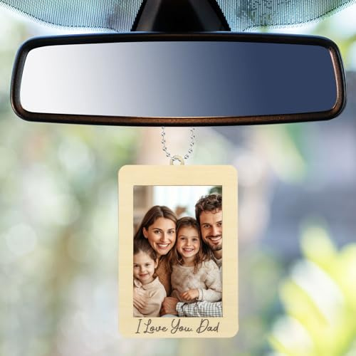 QUARKZMAN Auto-Rückspiegel Hängender Fotorahmen 2,7 x 3,9 für Dekoration | Auto Bildhalter Holzrahmen Gedenkfotorahmen Anhänger