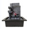 Zen Tischbrunnen mit LED Licht und Wasserfall, Feng Shui Zimmerbrunnen aus Kunstharz in Steinoptik für Meditation, Entspannung und als Geschenkidee – H 29 cm