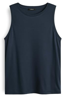 OPUS Damen Top | INISE Regular Jerseytop mit Rippbündchen Coal Blue, 40