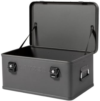LAYZEE Aluminium Transportbox 60x40x27 cm – abschließbar, wasserdicht & stapelbar – Eurobox Format – leichte Outdoor & Camping Aufbewahrungsbox – anthrazit