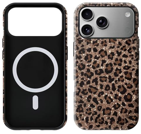 Glossy Magnetic Case for iPhone 16 Pro Max | Classic leopard print design for girls women,Dual-layer structure, shock-resistant, compatible with MagSafe, anti-yellow