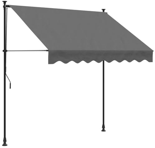 Xhnifbn Toldo retráctil antracita 200 x 150 cm, toldo de balcón regulable con manivela, robusto toldo de acero y tela para balcón y terraza