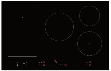 Montpellier MDAIN80FZ - Black Glass 80cm Induction Hob - 5 Zones - Built-In