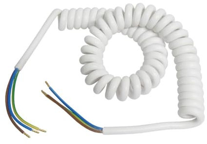 WITTKOWARE Spiralkabel (Wendelleitung), 3G1,5mm², 50cm, ausziehbar bis 2m, weiß