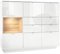 Vladon Highboard Sideboard Metro V2, Made in Germany, Korpus in Weiß Hochglanz/Fronten in Weiß Hochglanz mit Einsatz in Eiche Natur, inkl. LED Beleuchtung