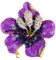 Merdia Broche Élégante en Forme de Fleurs et Cristal - Violet - 29,8 g