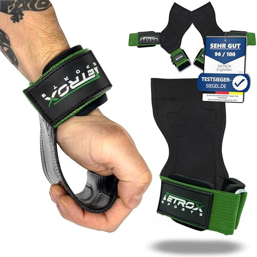 NetroxSports - Power Grips Fast Zughilfen für Krafttraining – Fitness Lifting Straps für Kreuzheben, Bodybuilding mit Handgelenkschutz - Grip Zughilfe, Zughilfen Gym, Griffhilfen Männer & Frauen