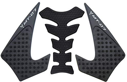 KYN per Yamaha MT07 2013 2014 2015 2016 2017 MT-07 Moto Trasparente 3M Gas Serbatoio Pad Adesivi Antiscivolo Laterali Gas Gas Grip Decal Protector (nero)