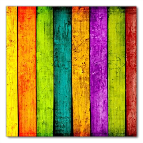 Wallario Selbstklebende Möbelfolie/Tischdecke für Innen und Außen, Größe: 50 x 50 cm - Buntes Holz - Bunte Streifen mit Farbe und Holzstruktur
