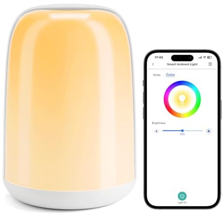meross_smart Nachttischlampe Touch Dimmbar, RGBWW WLAN Nachtlampe für Schlafzimmer mit Typ-C-Schnittstelle, Farbwechsel Atmosphäre Touch LED Tischlampe Funktioniert mit Alexa und Google Home