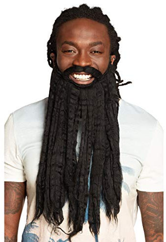 Langer Jamaikanischer Reggae Vollbart/Schwarz 45cm / Origineller Dreadlocks Afro-Bart/EIN Blickfang zu Karneval & Kostümfest