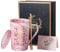 Doublewhale Friend Friendship Gifts Coffee Mug - Good Fiends are Like Stars, 14 Oz Pink Ceramic Marble Mug Tea Cup, Ideal Gifts for Women, Girls, Friends Birthday