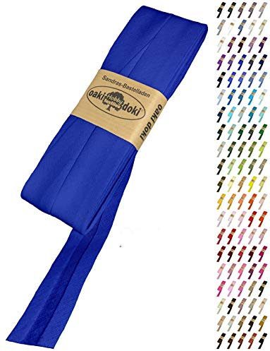 Sandras-Bastelladen Schrägband/Einfassband Baumwolle Uni gefalzt 5m x 20mm 201-Blau