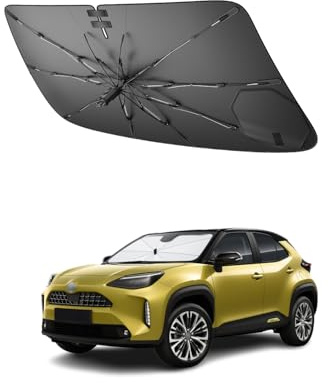SHAOHAO Compatible con Toyota Yaris Cross SUV 2020-2026 Sombrilla Parasol para Coche Parabrisas Visera Solar Fácil Almacenamiento Tirador con cordón Protección UV Protector Solar Accesorios Parasol