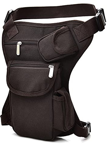 Paquete de Cintura de Lona Bolsa de Pierna caída para Hombres Mujeres Viajes al Aire Libre Táctica Motocicleta Bicicleta Ciclismo Senderismo Camping Bolsas de Muslo Bolsa, Café