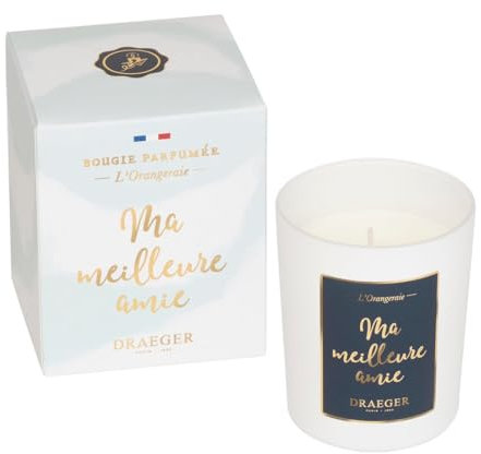 DRAEGER PARIS - Bougie Cadeau Blanche Parfumée Orangeraie Ma Meilleure Amie - Idée Cadeau Sœur, Amie, Meilleure copine, Anniversaire - Made in France - 100% Cire Végétale - 40h de combustion