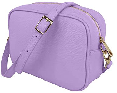 JOPHY & CO. Borsa a Tracolla Spalla in Vera Pelle con Chiusura Cerniera per Donne cod.5275 (Medio, Lilla)