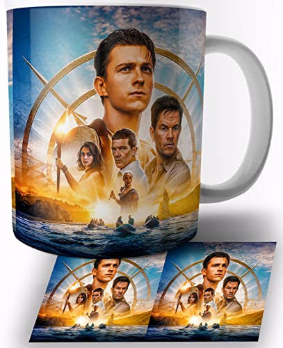 TusRelojes Uncharted Mark Wahlberg Tom Holland Tasse en Céramique Blanche 325ml Mug