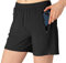 donhobo Damen Sport Shorts Kurze Hose Schnell Trocknend Sporthose Leicht Laufshorts mit Reißverschlusstasche (Schwarz, S)