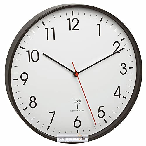 TFA Dostmann Analoge Funk-Wanduhr mit Metallrahmen
