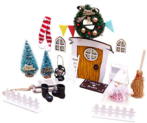 LICHENGTAI Wichteltür Zubehör Weihnachten Set, Miniatur Weihnachtswichtel Tür Deko Dänische Wichtel Zubehör Innen Garten Wichteltür Zubehör Set Miniatur Puppenhaus Deko für Weihnachten