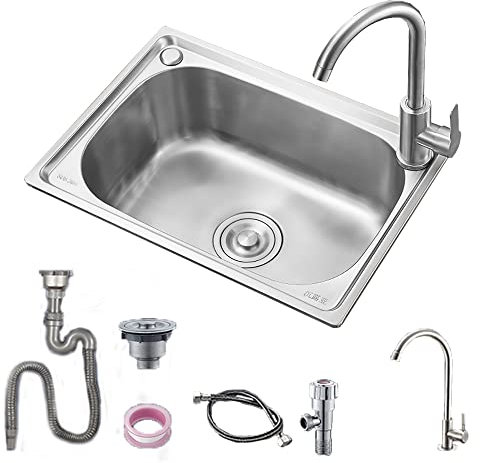 Lavello Cucina 1 Vasca, Mini Lavandino Cucina,Lavello In Acciaio Inox Stazione, Portatile Lavamani Installazione Da Incasso O Sottotop, Per Garage Giardino Camper Ristorante, Esterno, Una Lavanderia (