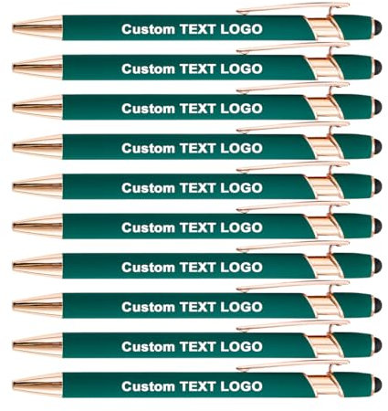 HEYZARDA Stylo Personnalisé Text Logo personnalisable avec Prenom Mariage Église Réunion Entreprise École 100 Pièces, vert