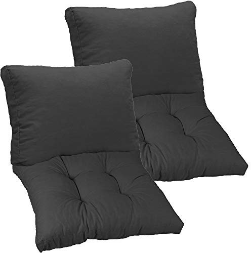 NYVI Loungekissen SmartLounge Set 2X Sitzkissen 80x80 cm und 2X Rückenkissen 80x40 cm Anthrazit - Wasserabweisende Auflagen für Indoor und Outdoor - Stuhlkissen für Rattanmöbel und Gartenmöbel