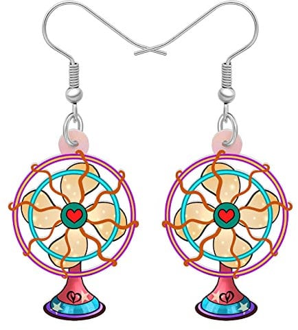 YAYAKO Acrylic Vintage Earrings Dangle Jewelry Vintage Themed Statement Earrings for Women Girls Heart Nostalgia Gifts (Pink Old Fan Earrings)
