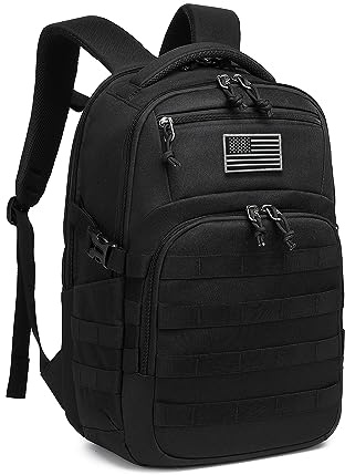 Wotony Military tactical backpack, backpack for men black small tactical assault bag (Black, 20 inch)