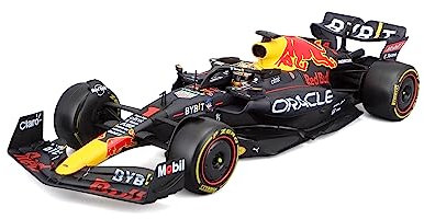 Bburago RedBull RB18 (2022): modellino auto in scala 1:24, #1 Max Verstappen, con casco custodia rigida, blu (18-28026V)