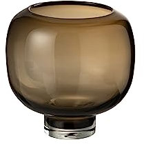 J-Line Vase Sur Pied Rond Verre Marron Foncé Large