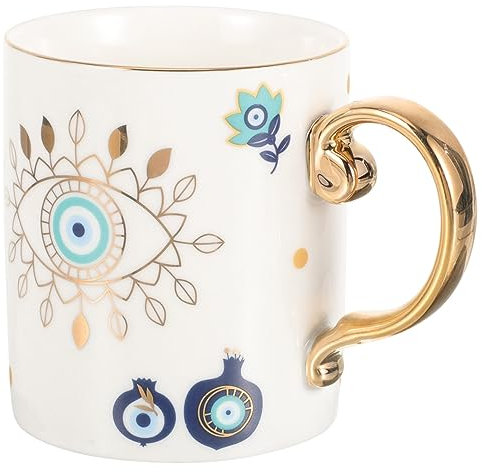 HEMOTON Keramik Kaffeetassen Teetassen Trinkbecher Böser Blick Nazar Augen Frühstücktasse Milch Cappuccino Latte Tasse Teebecher Kaffeebecher für Zuhause Büro Tischdeko