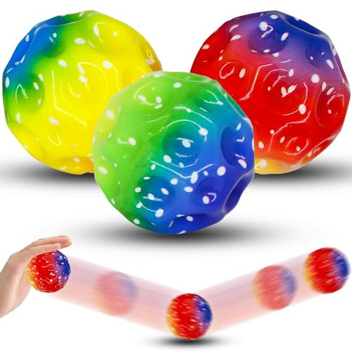 Atuoxing 3 Stück Astro Jump Ball, 7cm Bounce Ball, Hohe Springender Gummiball, Planeten Hüpfbälle,Bouncing Ball für Kinder, Blau